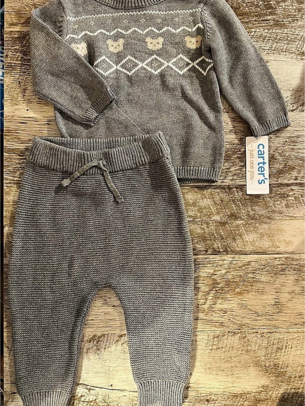 carter's Gray Knit Matching Set NWT 9mos
